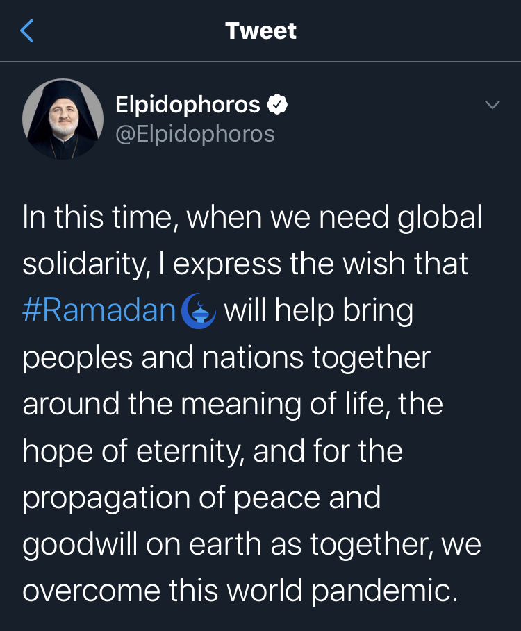 "Archbishop" Elpidophoros and hope in eternity